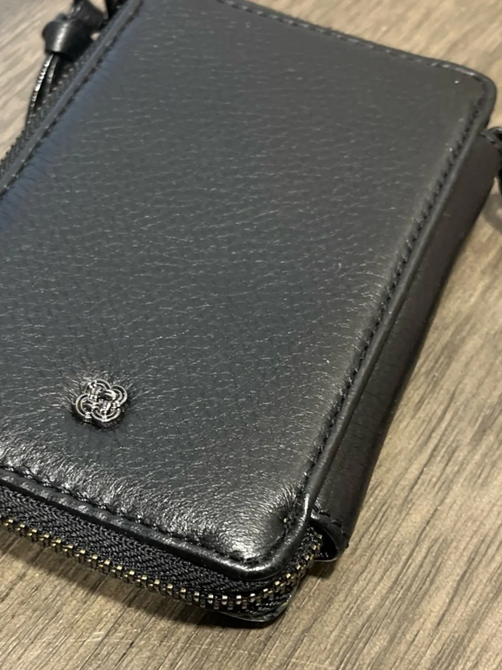 Black Leather Elliott Lucca Wristlet/phone holder